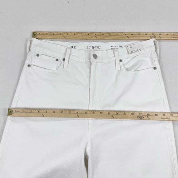 J Crew Women's High Rise Denim Trouser Jean Size 32 White Wide Leg - Picture 13 of 16